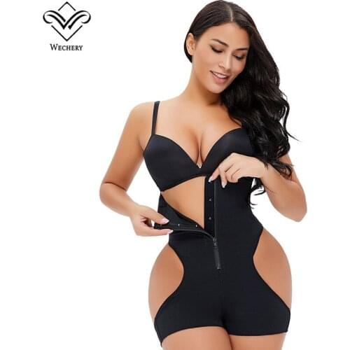 Hole Butt Lifter Tummy Control Panties High Waist Body Shapers Shapewear Women Bodysuit Straps Binders Plus Size 6XL Black