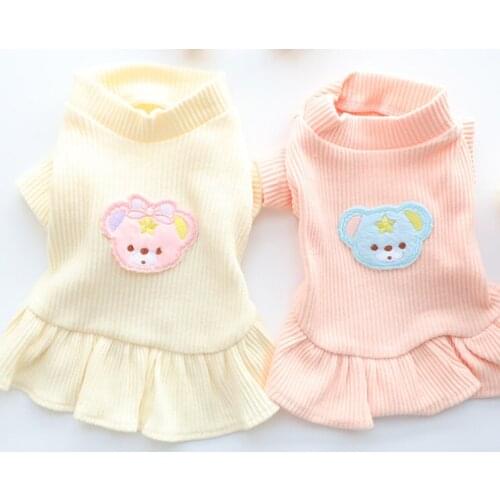 Cute Cartoon Cat Dog Pet Dress Spring Summer Dog Clothes Puppy Apparel Chihuahua Yorkshire Shih Tzu Pomeranian Poodle Clothing