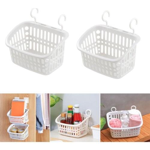 Hanging Storage Basket With Hook Punch Free Rack For Bathroom Kitchen Hollow Design 2 Pack Bags & Baskets Hot