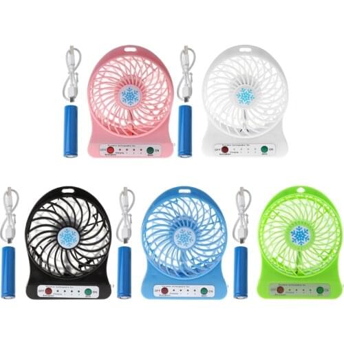 Portable Outdoor LED Light Fan Air Cooler Mini Desk USB Fan With 18650 Battery