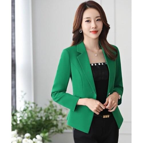 Candy-colored casual small suit female jacket long-sleeved waist slim green suit 2018 spring new fashion Blazers