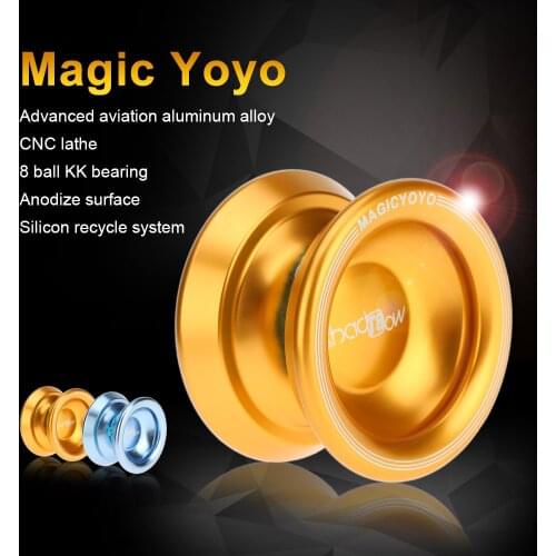 Professional Magic Yoyo 2 Colors T8 Aluminum Alloy Metal Yoyo 8 Ball KK Bearing with String Kids Toys Yoyo Lake Blue & Gold