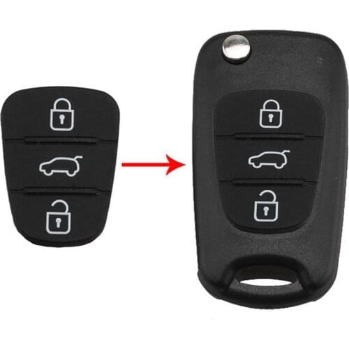 Replacement 3 Buttons Silicone Pad For Hyundai For Kia Rio Flip Remote Car Key Shell Auto Keys Part Accessories