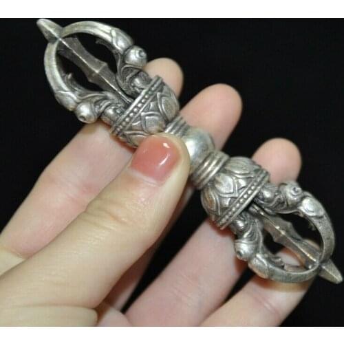Old Buddhism temple Tibetan silver Dorje Phurpa Pestle Vajra Talismans FaQi
