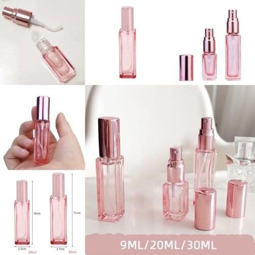 Glass Spray Bottles, 20ml 30ml Rose Gold Protable Refillable Atomizer Travel Perfume Bottle Fine Mist Sprayer