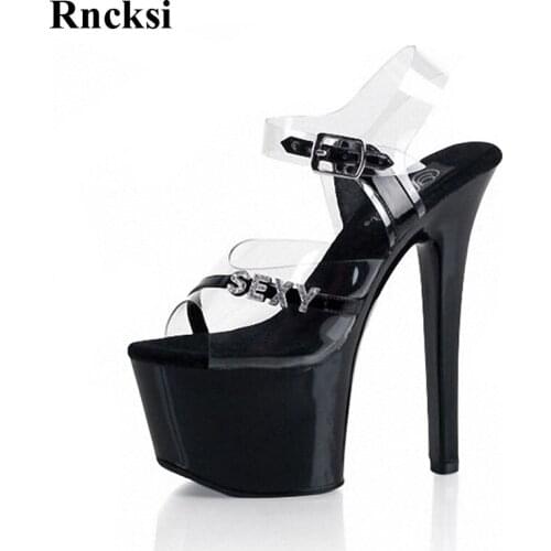 Rncksi Summer Women New High Platform Open Toe Shoes 17cm High-Heeled Shoes Sexy Slippers Slippers
