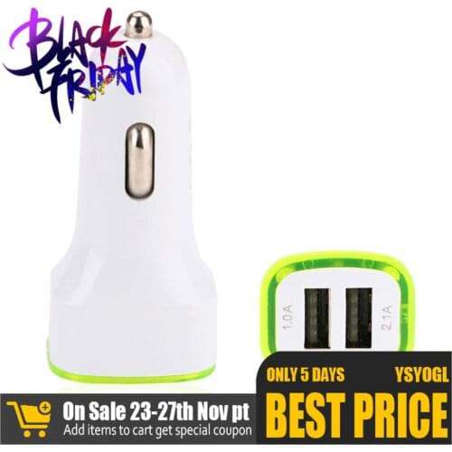 Universal Mini Dual 2 Port USB Auto Car Charger Socket Adapter for For iPhone Android Bluetooth 2.1A/1.0A DC12-24V