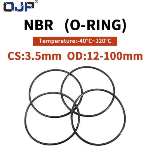 NBR O Ring Seal Gasket Thickness CS3.5mm OD12-200mm Wear Resistant Automobile Petrol Nitrile Rubber O-Ring Waterproof Black