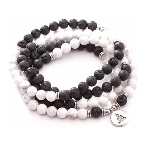 Volcanic lava 108 beads 8mm elastic adjustable Lotus life tree Buddha OM eye Chakra Reiki agate Onyx Yoga Bracelet necklace rg3