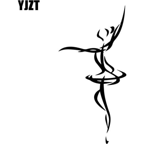 YJZT 8.2CM*16.7CM Ballerina Art Ballet Dance Fashion Car Styling Decor Vinyl Car Sticker Black/Silver C31-0349