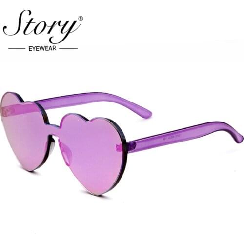 STORY Brand Designer New Heart Shaped Sunglasses 2018 Candy Color Coating Mirror Lens Sun Glasses UV400 For Women Love Gifts