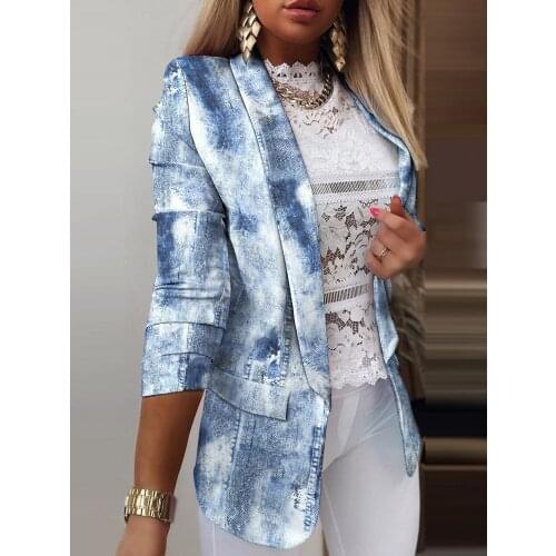 2021 New Female Office Ladies Jacket Autumn Version Slim Retro Print Small Suit Jacket