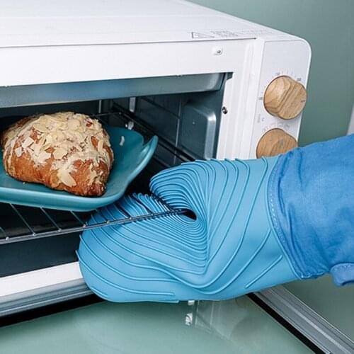 1 Pair Silicone Microwave Gloves BBQ Oven Baking Heat Resistant Hot Pot Mitts U2JC
