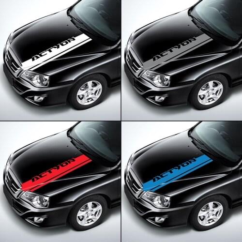 1PCS Universal Car Styling Car Engine Hood Bonnet Sticker Stripes Decals Decor For Ssangyong rexton kyron korando actyon Tivoli
