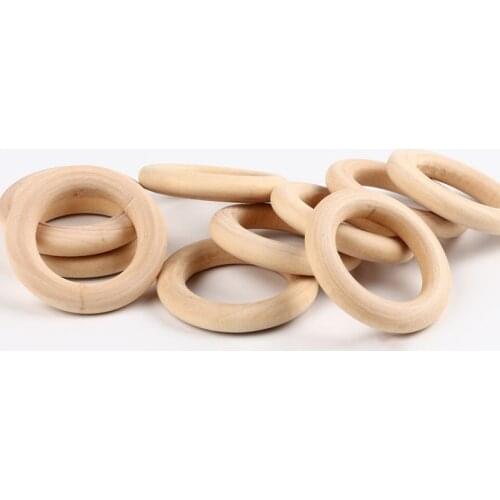 10Pcs 30/40/56mm Wooden Connectors Circles Natural Color DIY Crafts Rings Bead Wall Hanging Ornament Kids Toy Wood Beads Pendant