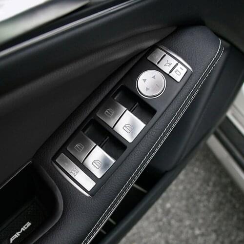 14pcs Car Chrome Door Window Lift Switch Button Frame Cover Trim For Mercedes Benz A B C E CLA GLK GLA GLE Class W204 W212 W166