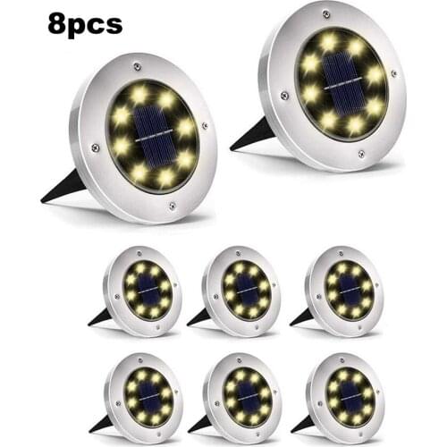 2-8pcs 8 led Solar Garden Lights Solar Ground Lights Waterproof Light Underground Sensing Landscape Lights for Lawn Pathway s