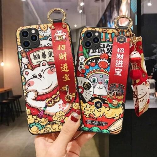 3D Emboss Phone Case for Huawei P20 P30 P40 Mate 10 20 30Lite Pro Honor 8X 9 10 20 30Pro Soft Back Covers Wrist Strap Coque
