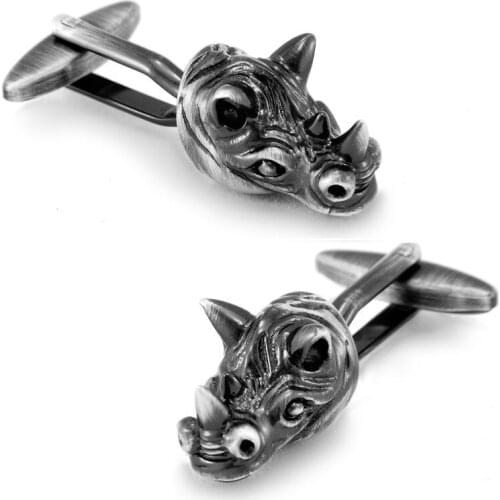SPARTA Antic Silver Plated 3D Rhinoceros Head cufflinks mens Cuff Links + Free Shipping !!! metal buttons