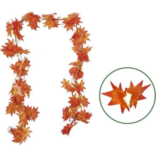 Orange Simulation Thanksgiving Day Maple Leaf Cane Decoration Christmas Decoration Household Lamp Ornaments 5PCS