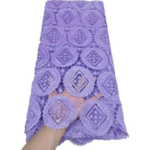 African lace fabric 2020 high quality lace tissu african french guipure lace fabric with sequins water soluble fabric 5Y CO