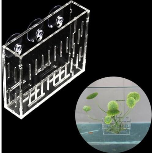 Acrylic Wall Hanging Suction Transparent Vase Holder Pot Aquarium Planting Cup Fish Tank Ornament Decor