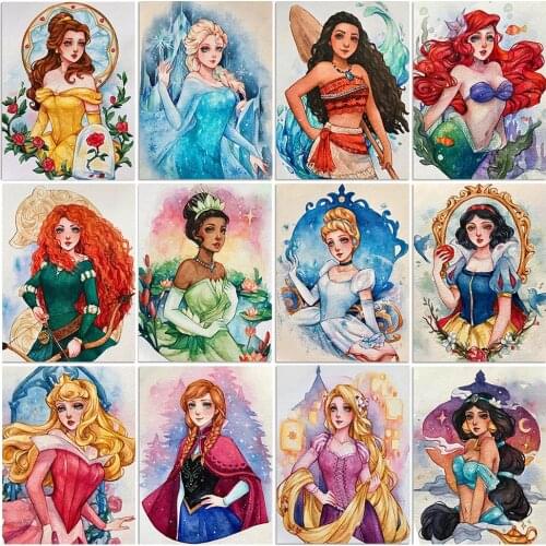 5D Diamond Painting Disney Cartoon Princess Girl Portrait Full Square/Round Diamond Embroidery Handmade Mosaic Home Decoration