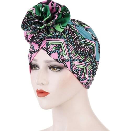 Big Flower Headwrap Women Muslim Turban Fashion Headscarf Chemo Cap