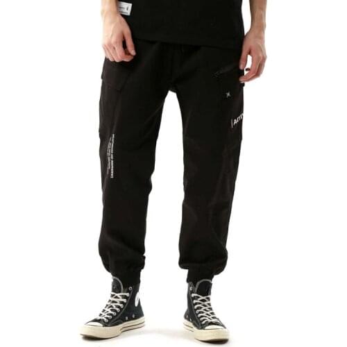 CROXX Techwear Mens Drawcord Waist Zipper Cargo Pants Sport Jogger Hip Hop Punk Fashion