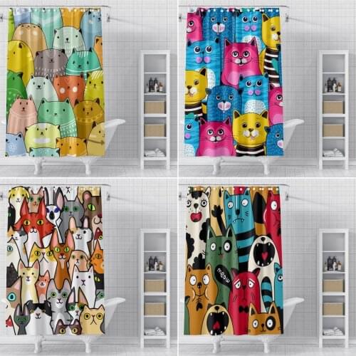 Cat Cow Printing Bathroom Decorative Shower Curtain Alpaca Bulldog Waterproof Polyester Fabric Bath Curtain douchegordijn