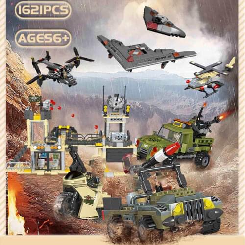 Anti-Terrorism Military Administration Land Defense Sniper Vehicle Building Blocks Osprey Patrol Aircraft Bricks Model Kid Toys