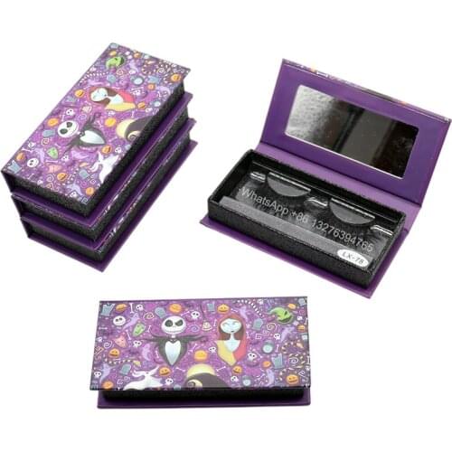 Halloween Themed Purple Eyelash Packaging Box Wholesale 25mm Siberian Mink 3D Lashes With Packaging Custom Lashbox With Logo