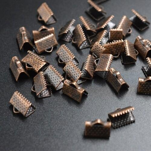 FLTMRH 20pcs 13mm Oops Bronze/silver color/gold color Tone Metaelry Ribbon Cord End Fasteners Clasps Crimp Beadswholesale