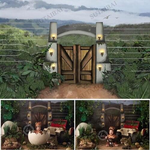 Jurassic Dinosaur Park Backdrop Jungle Safari Newborn Baby Birthday Party Decorations Portrait Photography Background Studio