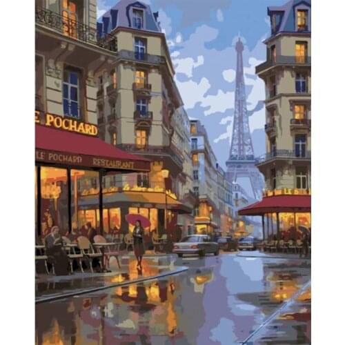 GATYZTORY 60x75cm Frame Paris Streets Diy Painting By Numbers Canvas Drawing Landscape Handpainted Gift Artwork Wall Decor