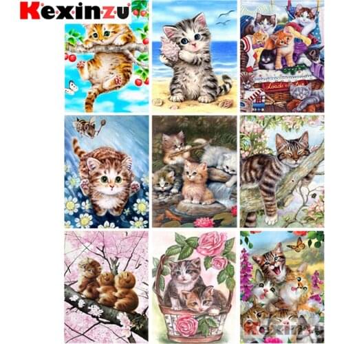 Kexinzu - Full Round / Square Diamond Painting, 5D Craft Picture, Animal Cat Flower, 3D Embroidery, Cross Stitch, Gift for Home