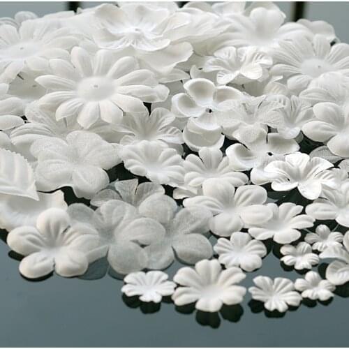 50pcs 3D Flower Lace Patches Applique For Bridal Wedding dress White Flowers Sewing Accessories Diy Decoration Patch