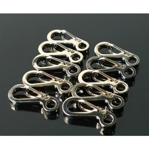 Hot 10Pcs/Lot Outdoor Mini Aluminium Alloy Hang Buckle Silver Survival EDC Gear Carabiner Key Chain Clip Key Chain Travel Tools