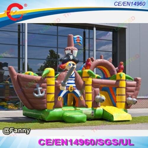 New design 6x4m inflatable pirateship slide multiplay inflatable pirate ship with obstacles and slide,free air shipping to door