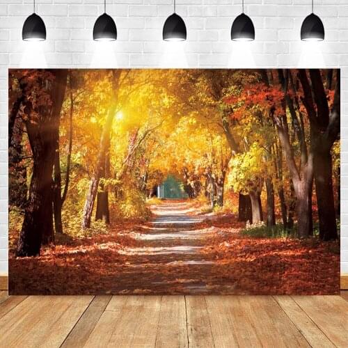 Yeele Autumn Scene Photography Backdrop Gold Maple Forest Baby Birthday Portrait Photocall Background Photo Studio Photographic