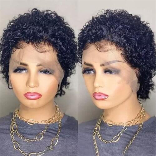 Human hair wig Afro Kinky curly /Jerry curl Jet black Pre Plucked Natural 1B Black For Black Women 180% Density