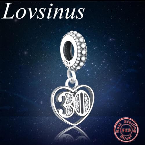 Fit Original European Charms Bracelet 100% 925 Sterling Silver 30th Celebration Dangle Charm Pendant DIY Jewelry Berloque Making
