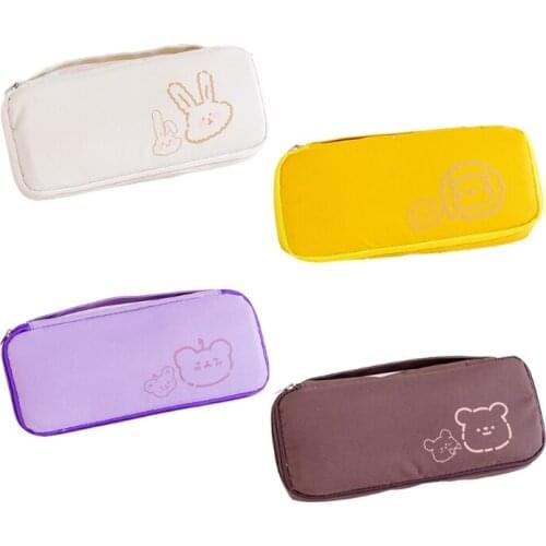 Portable Pencil Case with Handle Hidden Pocket Pen Slot Portable Travel Toiletries Bag for Student Girl Women Travel