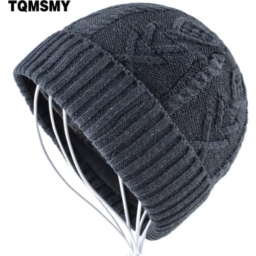 TQMSMY Casual skullies men beanie knitted wool hat double layer hats for womens winter beanies Keep warm bone Solid color gorro