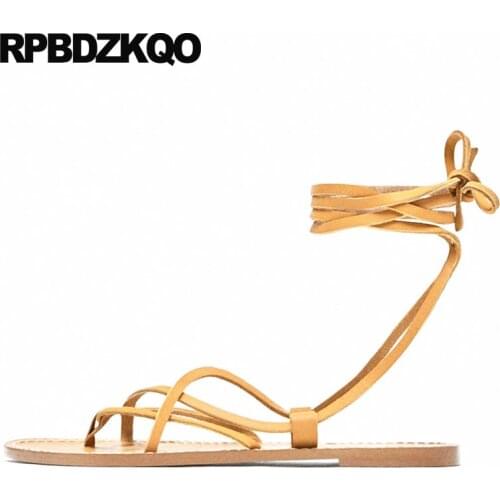 Strappy Open Toe Big Size Holiday Lace Up Ladies Strap Sandals Flip Flop 2018 Designer Shoes Gladiator Women Roman Flat Summer