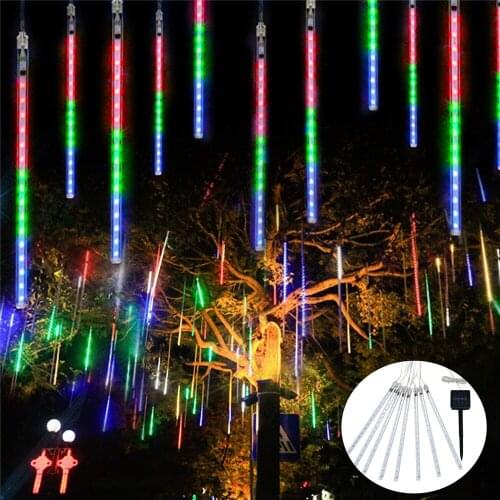 Solar Decoration lamp 30cm Outdoor Meteor Shower Rain 8 Tubes LED String Lights Waterproof for Tree Christmas Wedding Party Deco