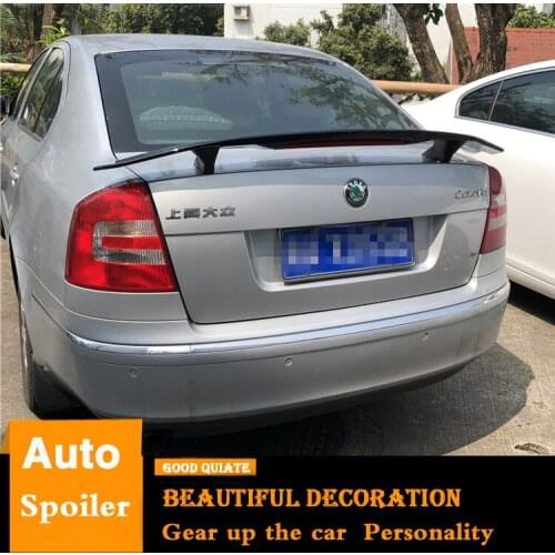 For Skoda Octavia Spoiler Sport ABS Material Car Rear Wing Primer Color Trunk Rear Spoiler Fit For 2006/09/2010/11/12/13/14/2015