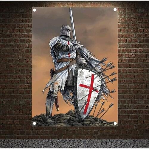 Vintage Knights Templar Fantasy Art Posters Wall Decor Crusader Banner Flag Wall Sticker Canvas Painting Mural Home Decoration 6