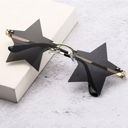 Vintage Rimless Sunglasses Unique Personality Heart-shaped Five-pointed Star Sunglasses Female Men Prom Party Sunglasses