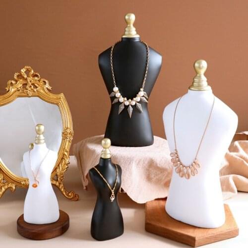 High-end Resine and metal display stands organizer holder for necklace bust mannequine jewelry holders case rack white black